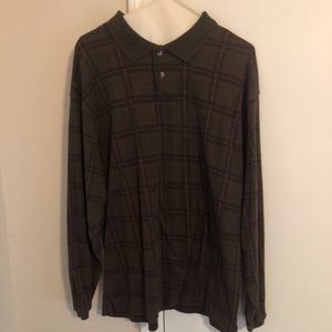 Marc Edwards Mens Henley Sweater Multicolor Plaid Long Sleeve Stain Resistant XL